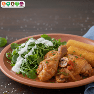 10 Pollo a la cazadora con muchines y salsa berros (2)