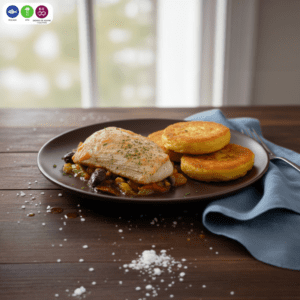 16 Dorado a la provenzal con tortillas de papa y palmitos