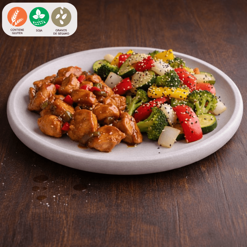 4 Pollo chino con vegetales salteados