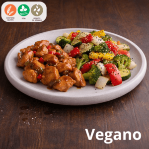 4 Pollo vegano con vegetales salteados al estilo chino