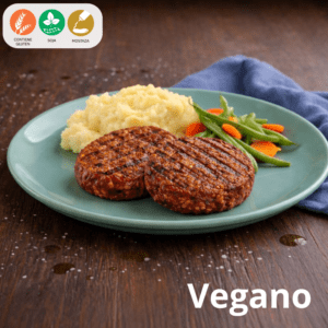 6 Hamburguesas veganas con puré y vegetales