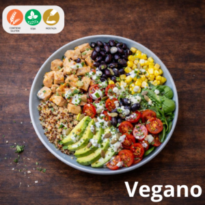 9 Ensalada de quinoa y pollo vegano Tex-Mex